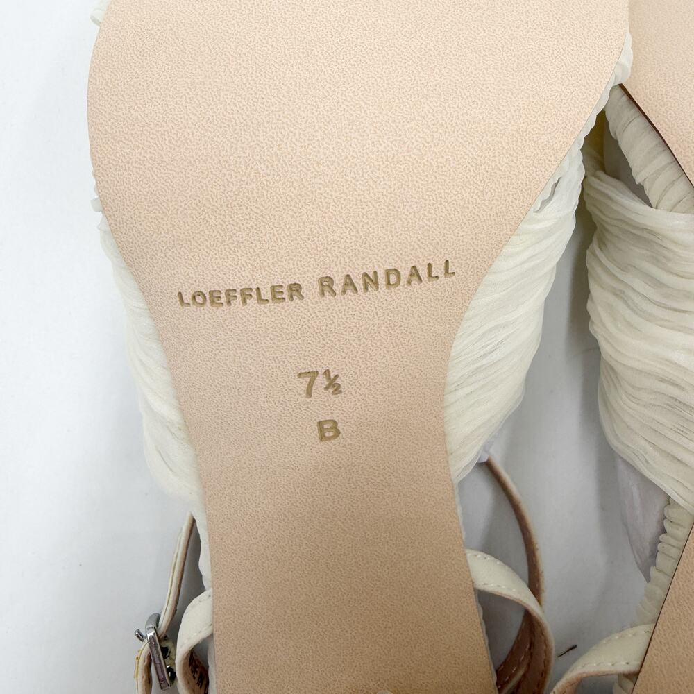 Loeffler Randall Camellia Sandals Pearl White Pleated Bow Heels Sz 7.5 - Picture 12 of 13